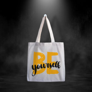 “Be Yourself Canvas Tote Bag – Bold Motivational Quote Eco-Friendly Cotton Bag”